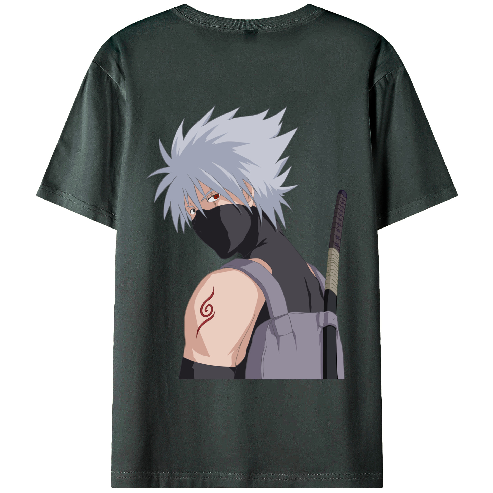 （画像用） NARUTO -ナルト- はたけ カカシ Hatake Kakashi 綿100％ メンズ半袖Tシャツ（バックプリント） 通気性